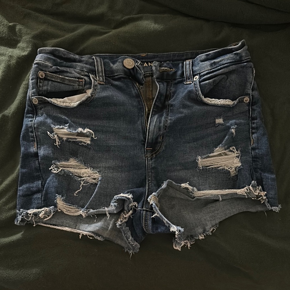 American Eagle Outfitters Distressed Jean Shorts - Dark Blue